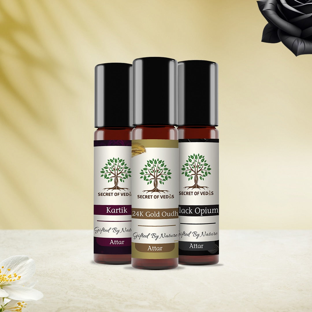 Attar Combo - Kartik Attar, 24K Gold Oudh Attar & Black Opium Attar