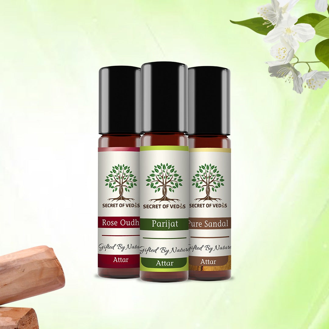 Attar Combo - Rose Oudh, Parijat,& Pure Sandal